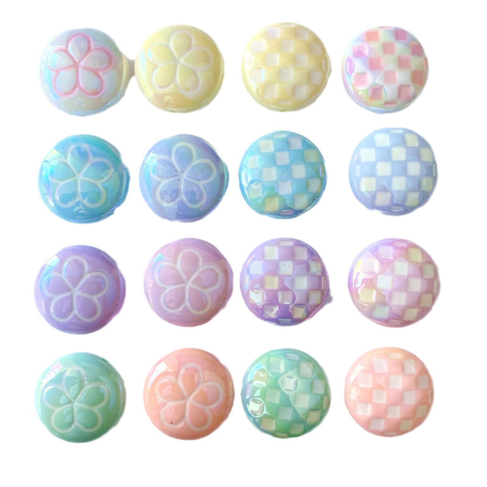 UV Plating Round Acrylic Beads 25mm Summer Fantasy Floret 100pcs 5