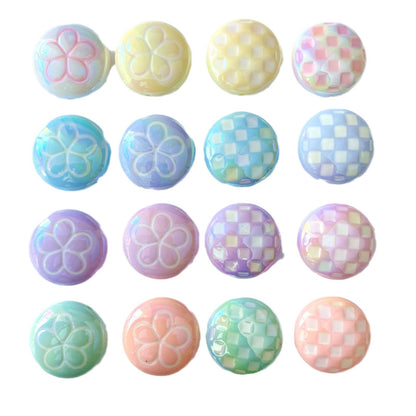 UV Plating Round Acrylic Beads 25mm Summer Fantasy Floret 100pcs 5