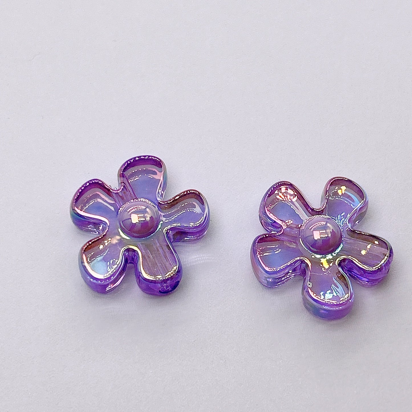 Plating Irregular Flower Acrylic Beads 26mm Transparent Pastel 100pcs 8