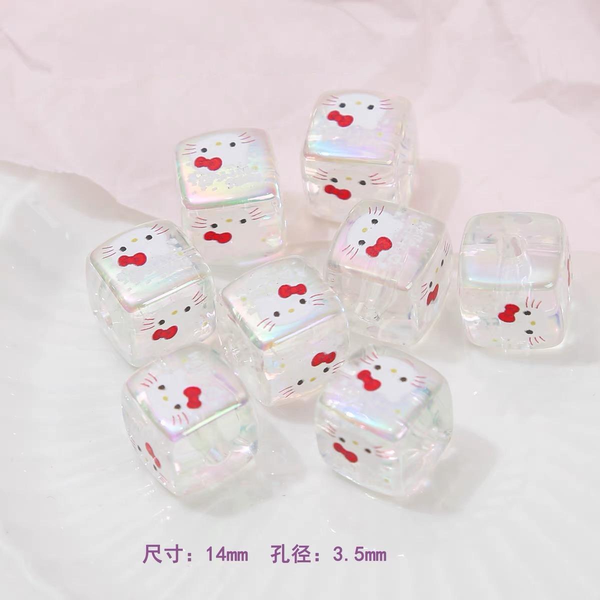 Clear Square Acrylic Beads 14mm Sanrio Cartoon Designs 10pcs 8