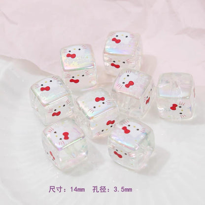 Clear Square Acrylic Beads 14mm Sanrio Cartoon Designs 10pcs 8