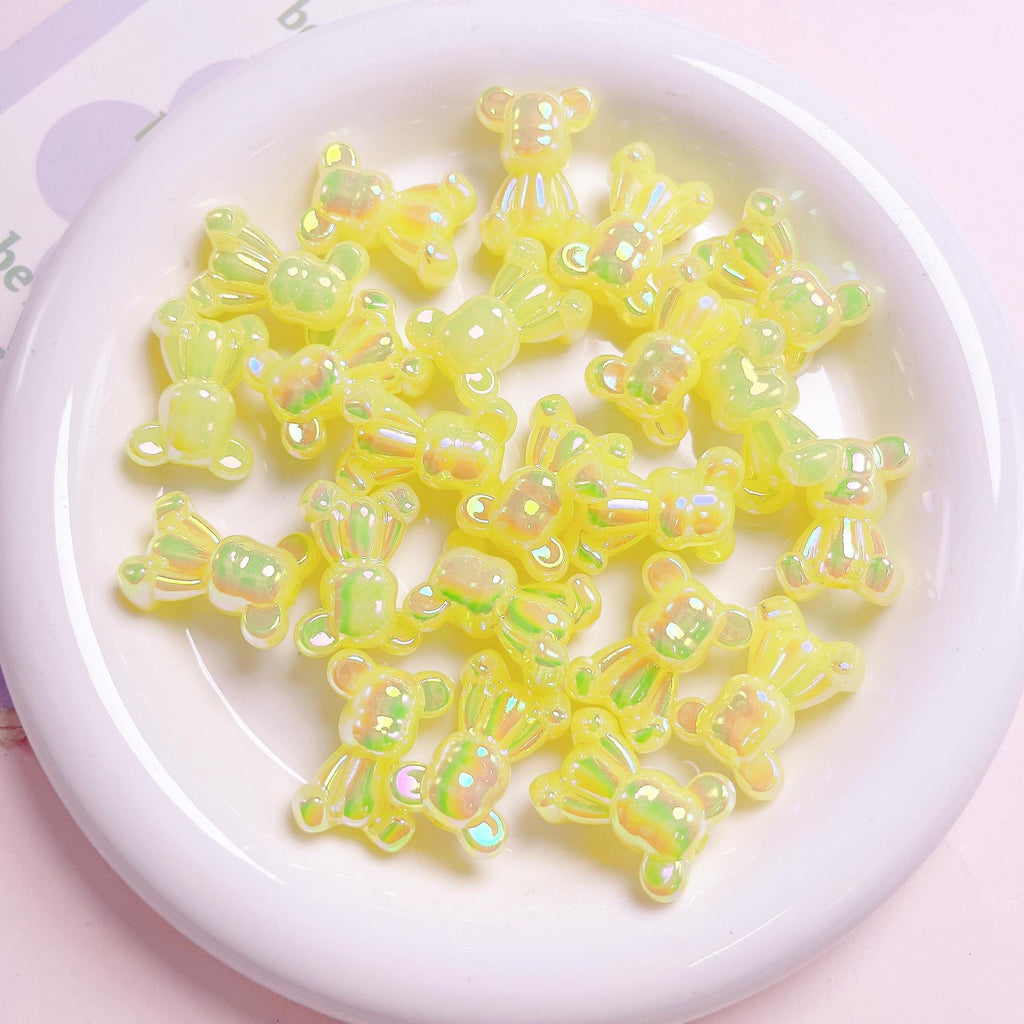Glow In The Dark Jelly Bear Acrylic Beads 24mm Iridescent Plated 10pcs 4