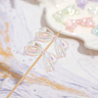 Transparent Bow Acrylic Beads 5x36mm Pastel Glossy 10pcs 2