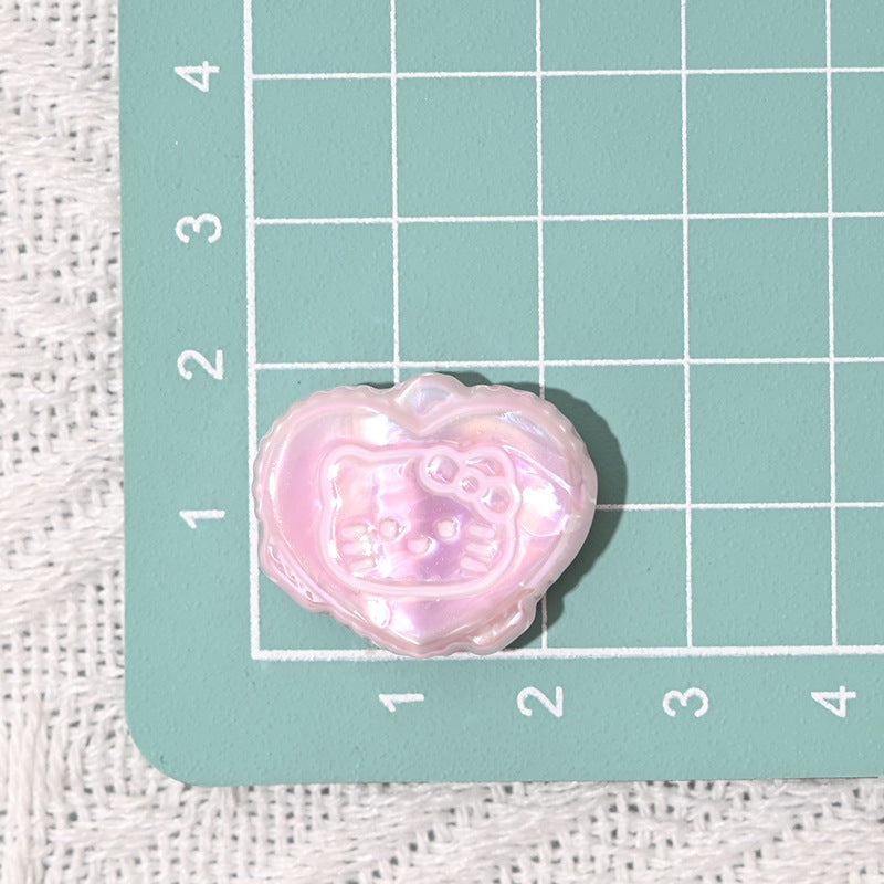 UV Plating Heart Acrylic Beads 20mm Cat Face Pastel Resin 10pcs 4
