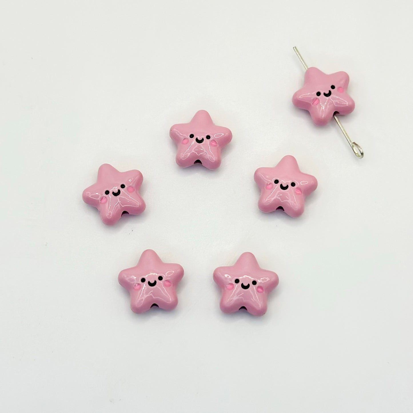 Star Metal Beads 13mm Glossy Painted Smiley Face 10pcs 8