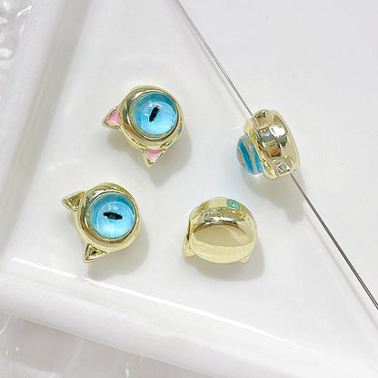 Cat Eye and One-Eyed Beast Metal Beads 10mm Baking Painted 10pcs 10