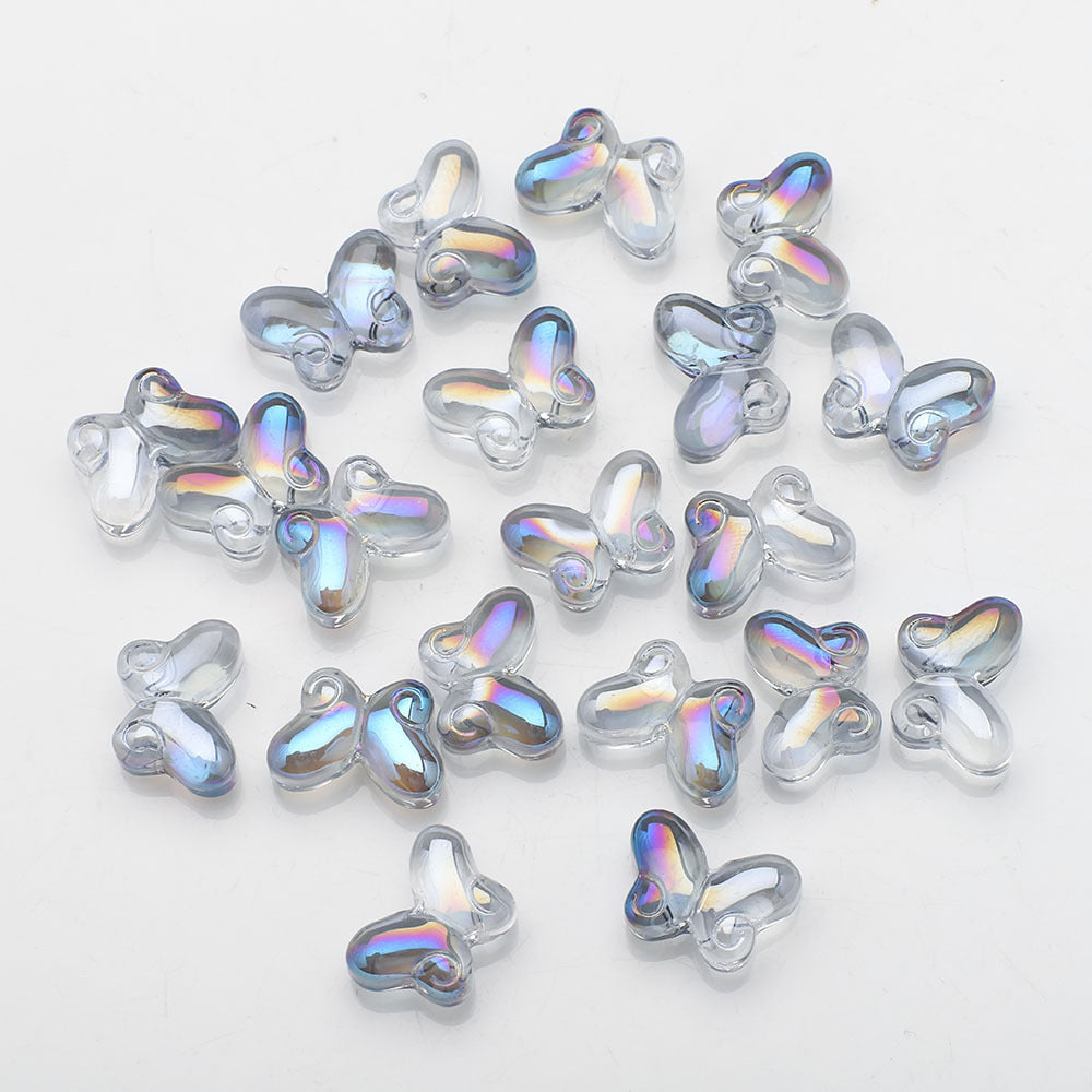 Butterfly Plated Transparent Glass Beads 10x14mm 20pcs 9