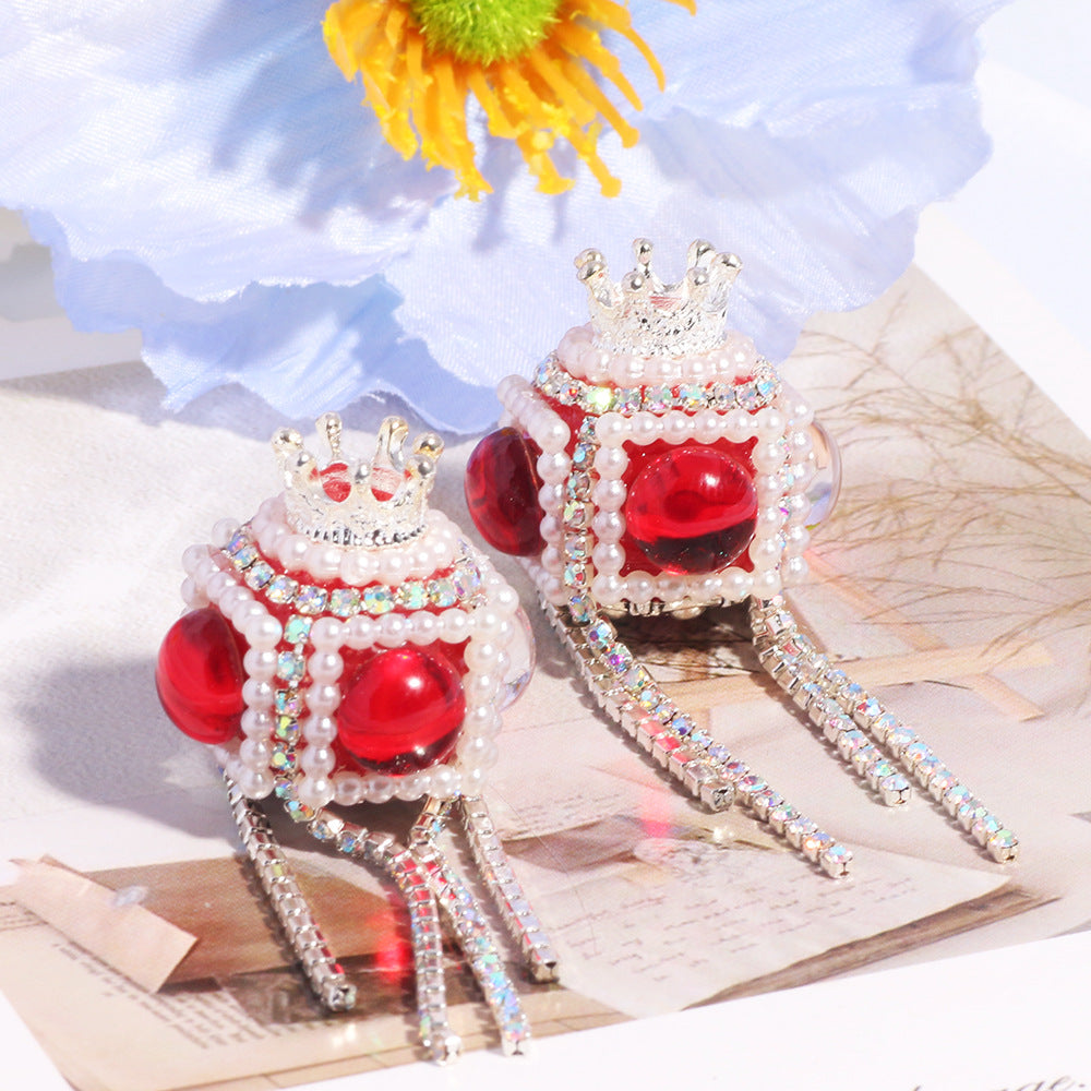 Polymer Clay Cube Rhinestone Beads 21mm Tassel Decorative 10pcs 11