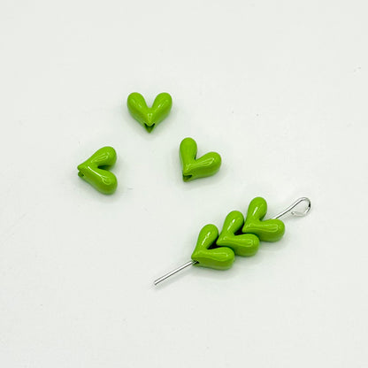 Painted V-Shaped Heart Acrylic Beads 6.7x8mm Glossy Mixed Colors 10pcs 14