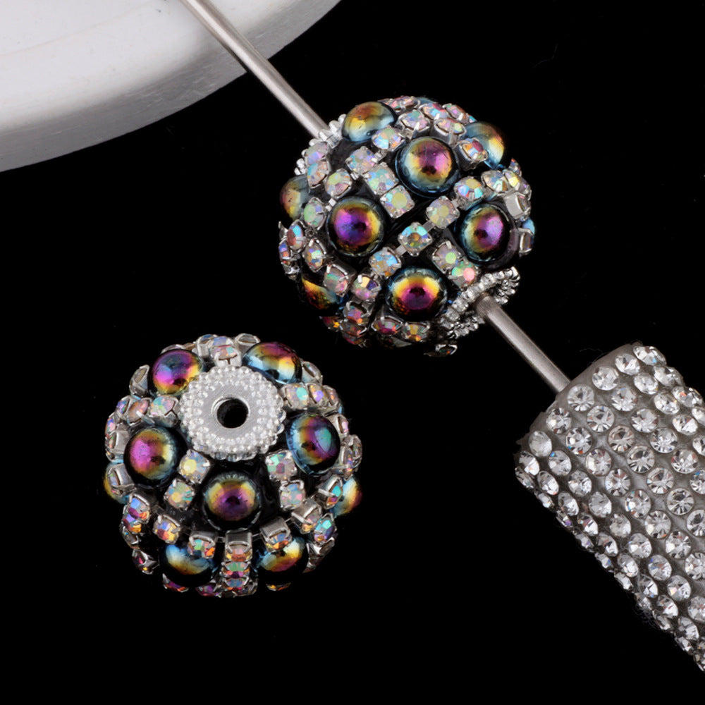 Embellished Bubblegum Beads 20mm Zirconia Paved Colorful Polymer Clay 2pcs 10