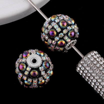 Embellished Bubblegum Beads 20mm Zirconia Paved Colorful Polymer Clay 2pcs 10