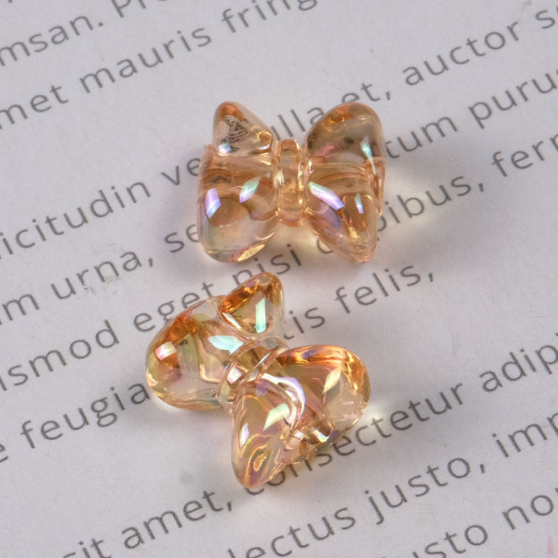 Transparent Plating Bow Acrylic Beads 15.6*14mm Candy Colored 100pcs 8