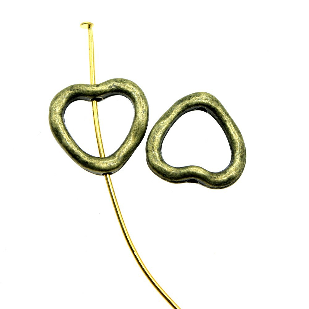 Heart Metal Beads 13mm Irregular Hollow Vintage Antique Finish 100pcs 5
