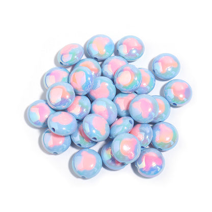 Two-Color Flat Round Bear Printed Acrylic Beads 18mm 10pcs 12