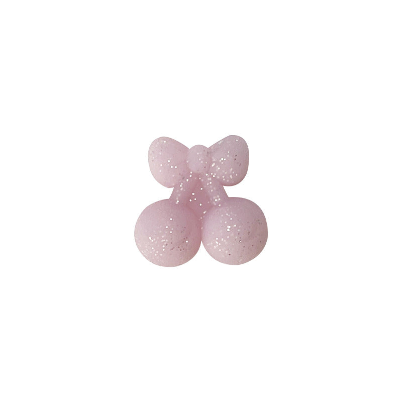 Silicone 3D Focal Beads Cherry Holding Bow 20pcs 6