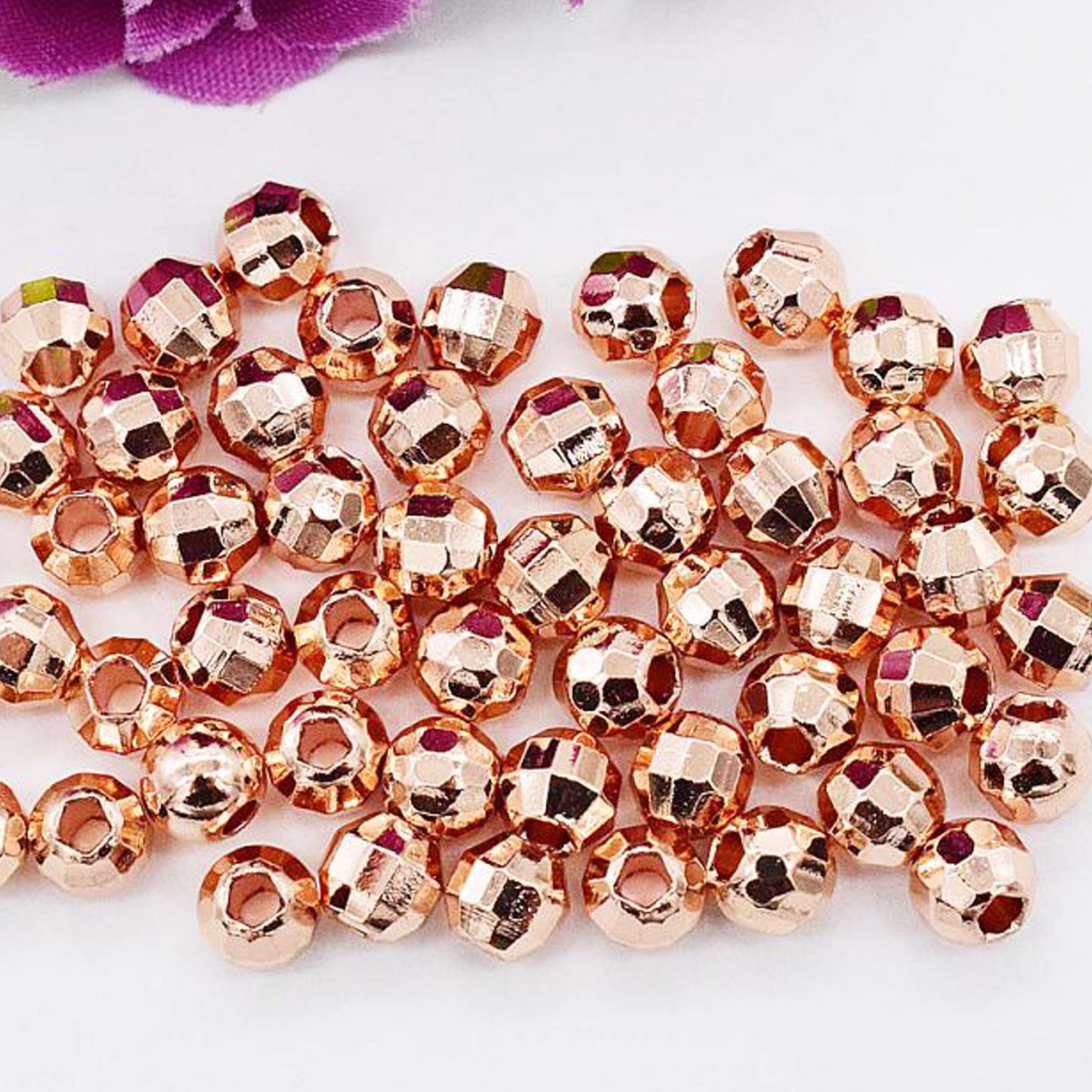 Brass Faceted Round Metal Beads 3-6mm Jewel Tone Sparkle 100pcs 8