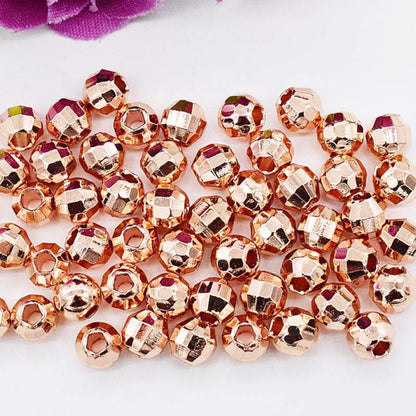 Brass Faceted Round Metal Beads 3-6mm Jewel Tone Sparkle 100pcs 8