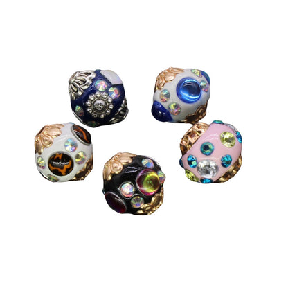 Ethnic Diamond Clay Beads 16mm Faceted Rhinestone Alloy 10pcs 5