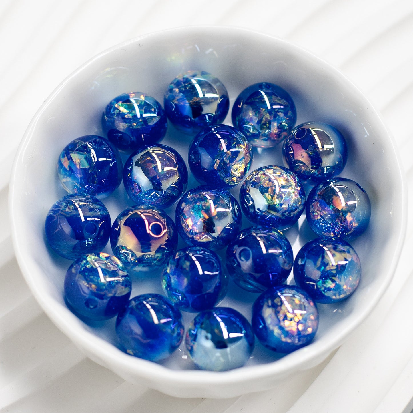 Iridescent Foil Filled Resin Beads 8-16mm Glossy Multicolor 40pcs 17