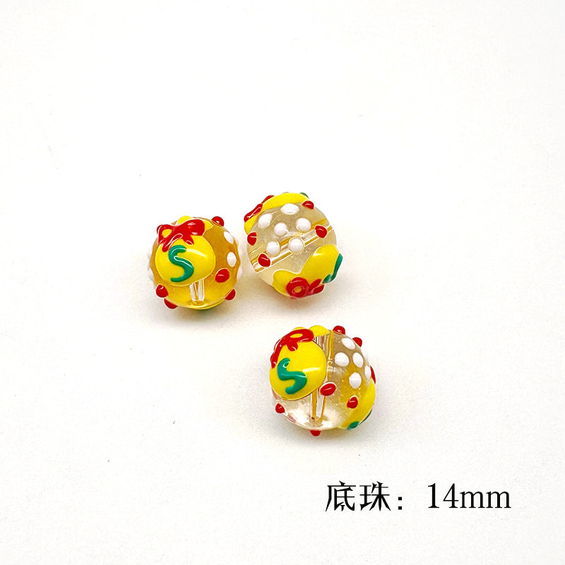 Hand Painted Christmas Enamel Glass Beads 12mm 14mm 1pc 40