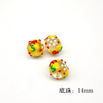 Hand Painted Christmas Enamel Glass Beads 12mm 14mm 1pc 40