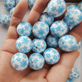 Christmas Bubblegum Beads 20mm Blue Snowflake Acrylic 5pcs