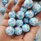Christmas Bubblegum Beads 20mm Blue Snowflake Acrylic 5pcs