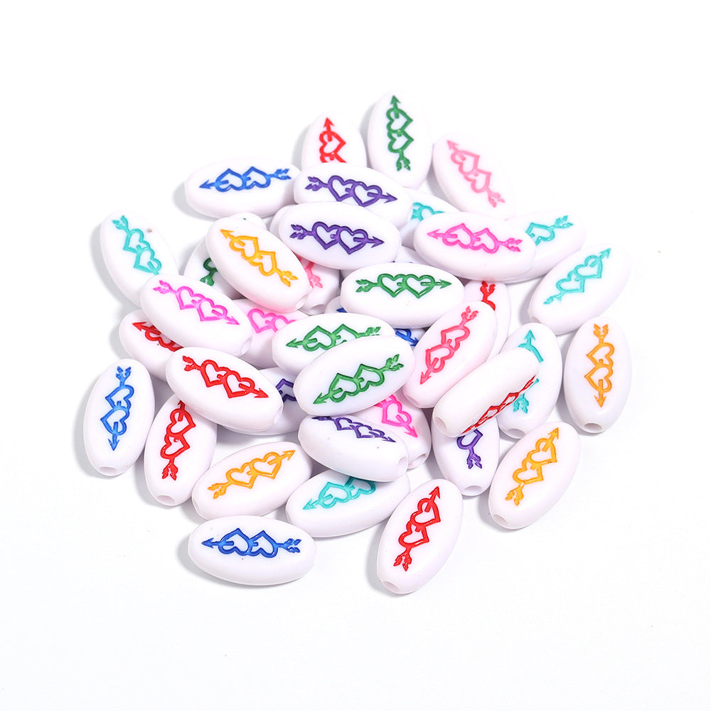Oval Acrylic Beads 18mm Colorful Double Heart Large Hole 50pcs 7