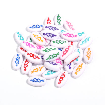 Oval Acrylic Beads 18mm Colorful Double Heart Large Hole 50pcs 7