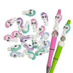 Silicone 3D Focal Beads Seahorse Textured Pastel Manes 20pcs 4