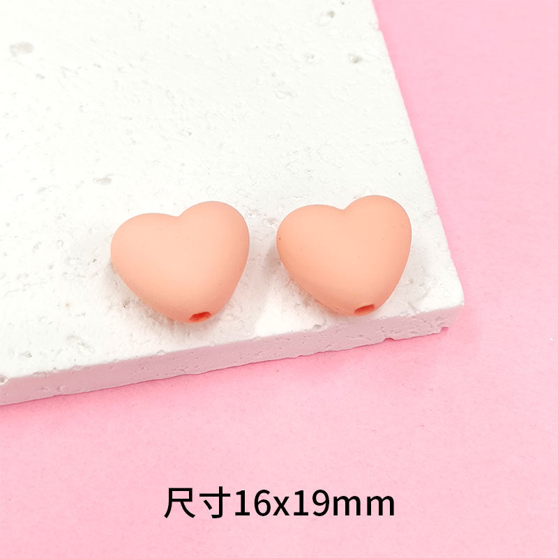 Rubberized Spray Painted Heart Acrylic Beads 16x19mm Macaron Color 50pcs 11