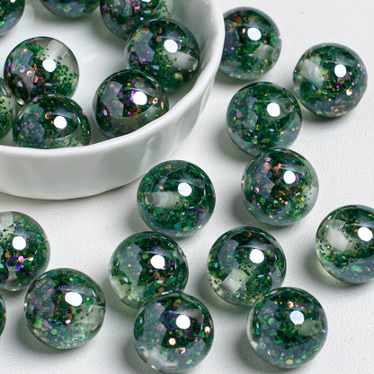 Radiant Glitter Filled Resin Beads 16mm Round Multicolor 10pcs 12