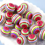 Striped Bubblegum Beads 20mm Tropical Rainbow Chunky Resin 10pcs 3
