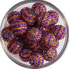 Striped Bubblegum Beads 16-22mm Halloween Dark Purple Orange 5pcs 2