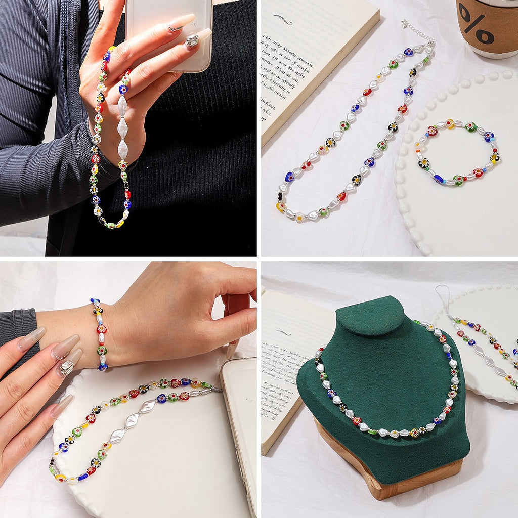 Millefiori Flower Glass Beads 8mm Colored Heart Shape 20pcs 3