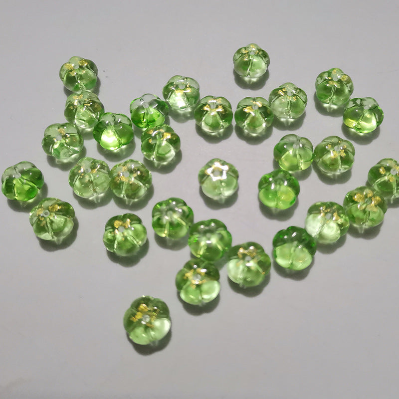 Czech Glass Beads Pumpkin 10mm Glossy Orange Gold 100pcs 9