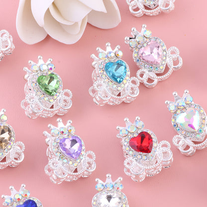 Heart Pumpkin Carriage Rhinestone Beads 28mm Alloy Pave Multi Color 5pcs 3