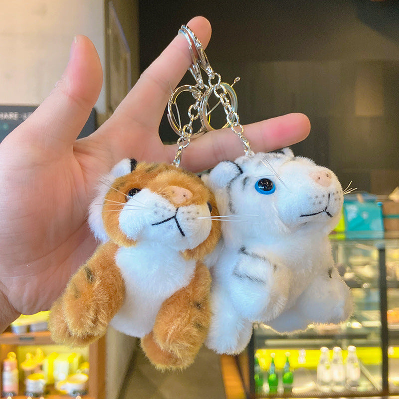 Plush Tiger Keychain Soft Fur Animal Charm Cute Whimsical