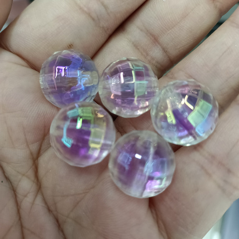 Plating Faceted Acrylic Beads 16mm Iridescent Mixed Colors 100pcs 7