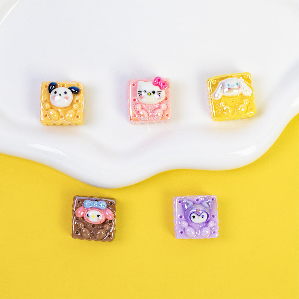 Cartoon Square Resin Beads 20mm Glossy Colorful 10pcs