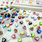 Heart Metal Beads 8mm Two-Tone Enamel Baked Finish 20pcs 2