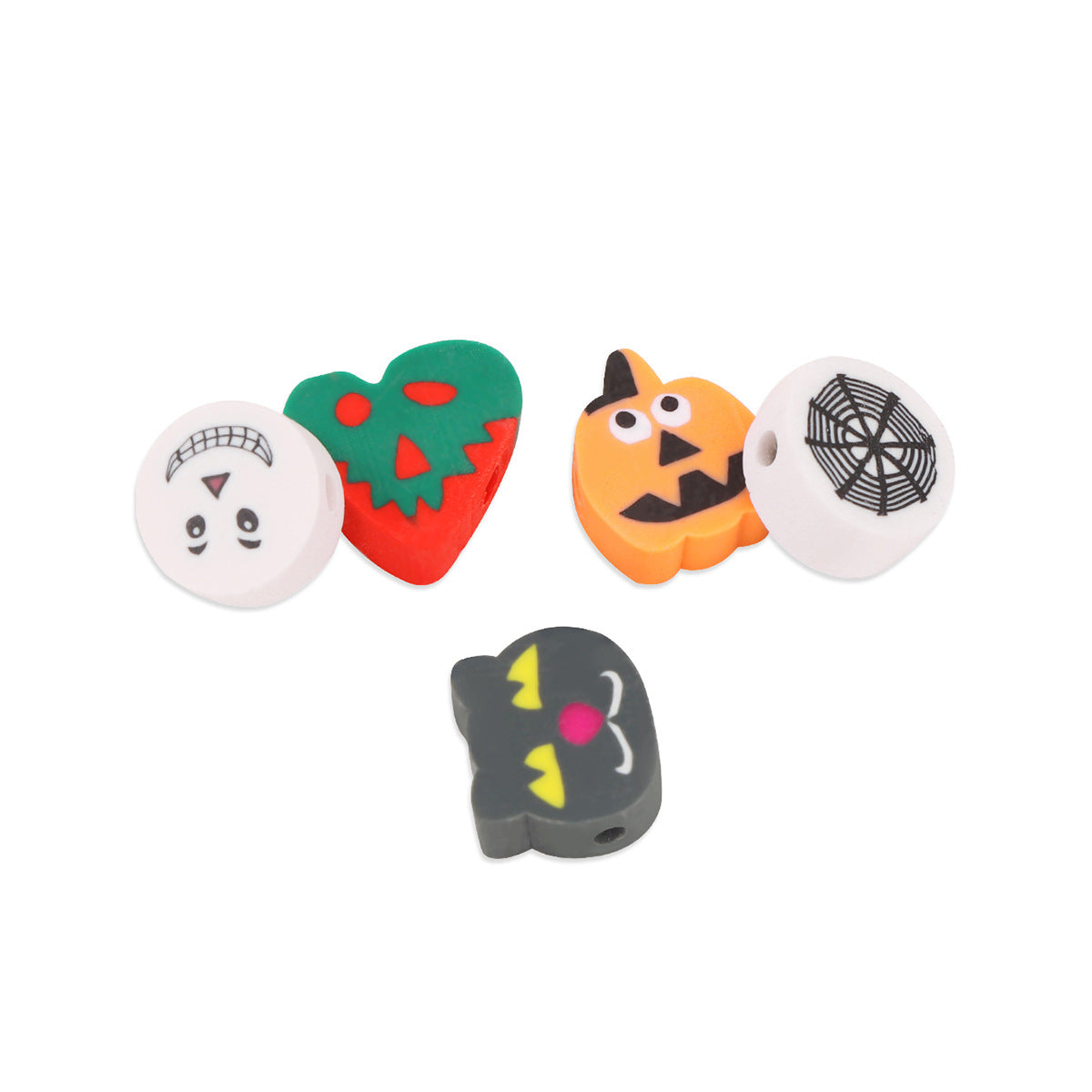 Festive Flat Clay Beads 9mm Halloween Theme Pattern 100pcs 5