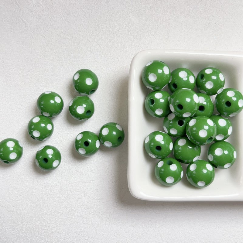 Bright Polka Dot Resin Beads 12mm Glossy Multicolor 20pcs 6