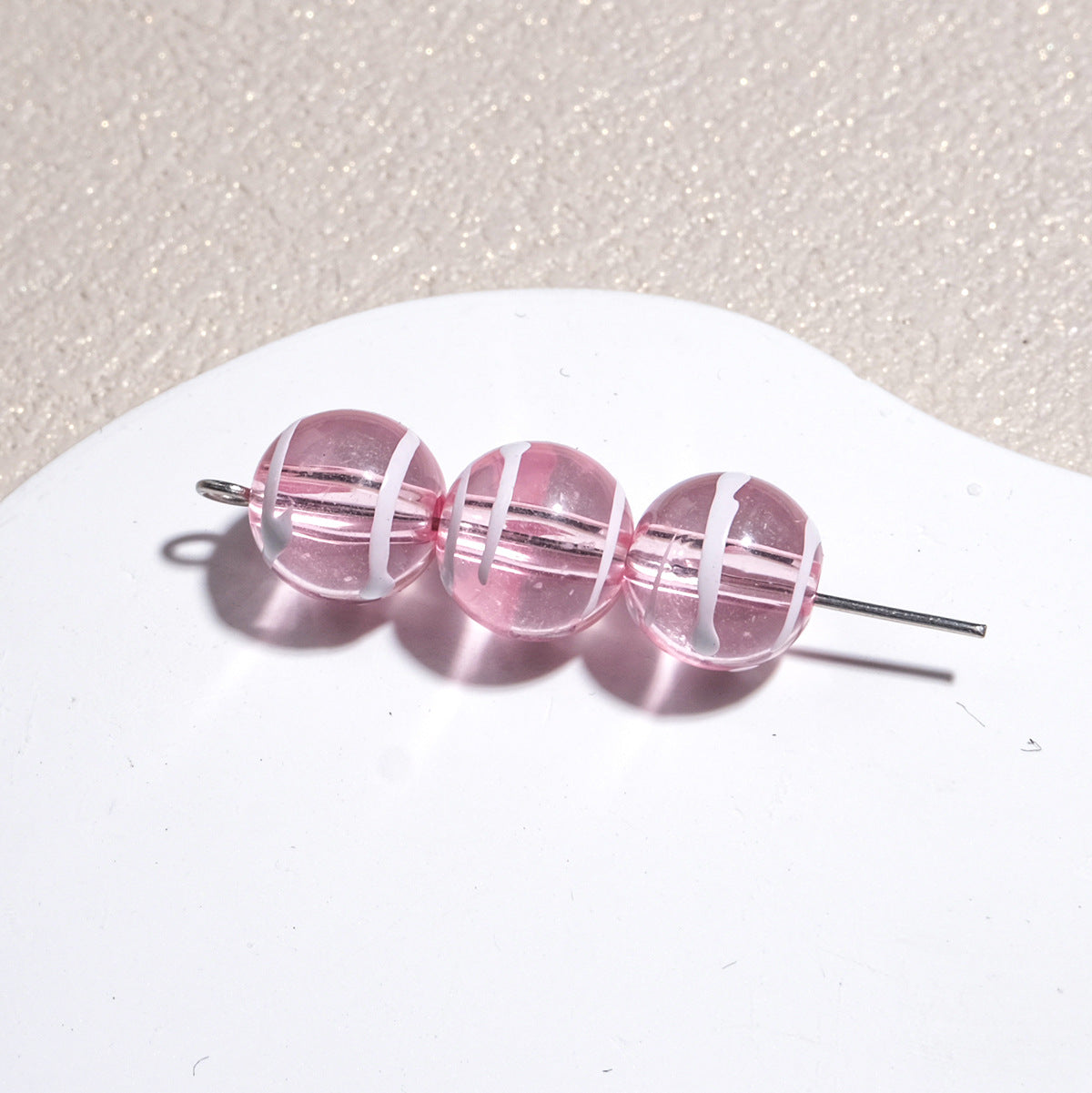 Clear Round Acrylic Beads 10mm Candy Swirl Pattern 100pcs 15