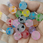 Matte Heart Acrylic Beads 16mm Printed Multicolor 100pcs