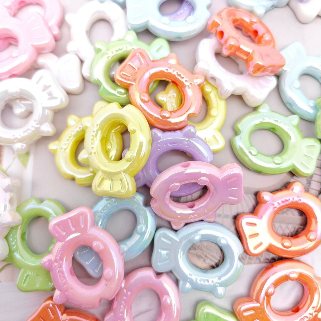 UV Plating Hollow Cartoon Fish Acrylic Beads 31mm Pastel Mixed 50pcs 3