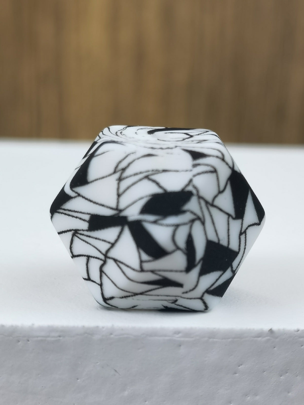 14mm Hexagon Silicone Beads Printed Camouflage Leopard Design 50pcs