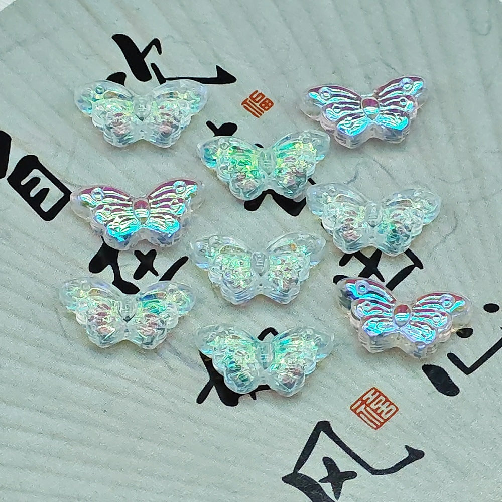 Butterfly Glass Beads 15x10mm Colored Transparent 25pcs 10