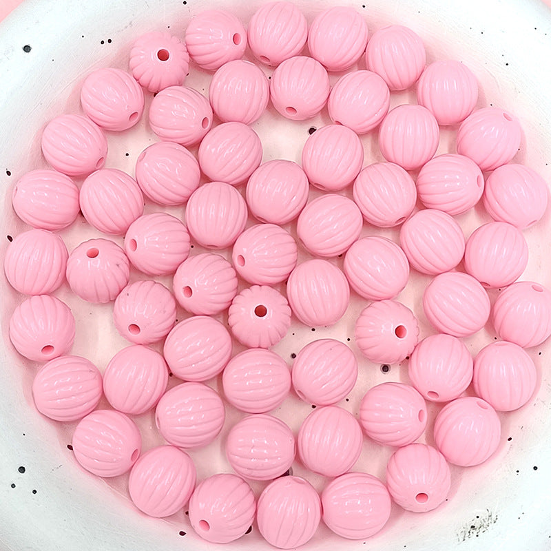 Painted Round Acrylic Beads 12mm Creamy Pumpkin Matte 100pcs 5