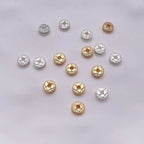 Brass Four-Petal Flower Spacer Beads 7mm Zirconia 10pcs